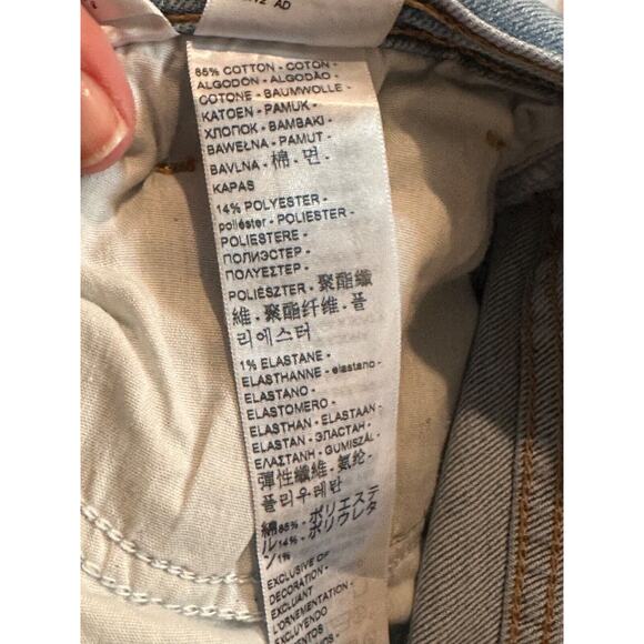 Levis High Rise Wide Leg Jeans Tag Size 29x27 Womens Blue Denim Distressed - Picture 8 of 8